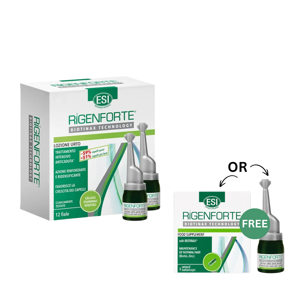 ESI Rigenforte Intensive Anti-Hair Loss Treatment 12 Ampoules + FREE Hair Support Gift